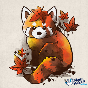 Red panda red leaves